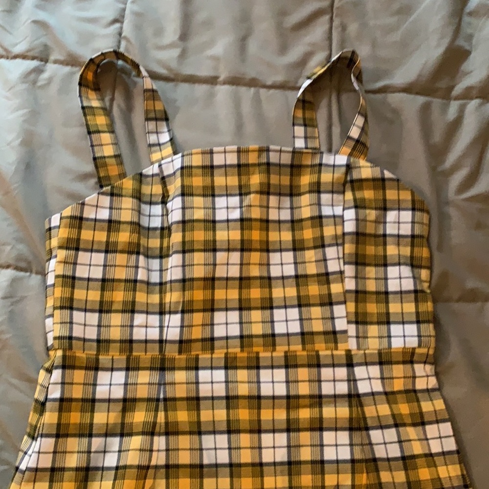 Yellow plaid summer dress - Picture 2 of 2